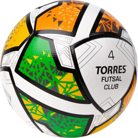 Мяч футзал. TORRES Futsal Club, FS323764, р.4, 10 пан. ПУ, 4 под. сл, гибрид. сш. бело-зел-оранж за 2&nbsp;264.40 ₽ купить в Астрахани